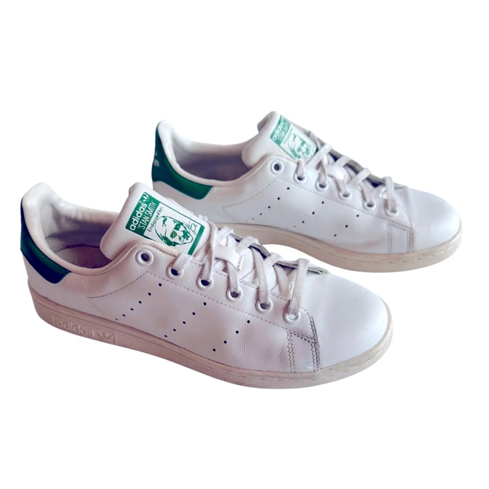 Adidas Stan Smith White Green Leather Sneakers Classic Tennis Style Size 6.0